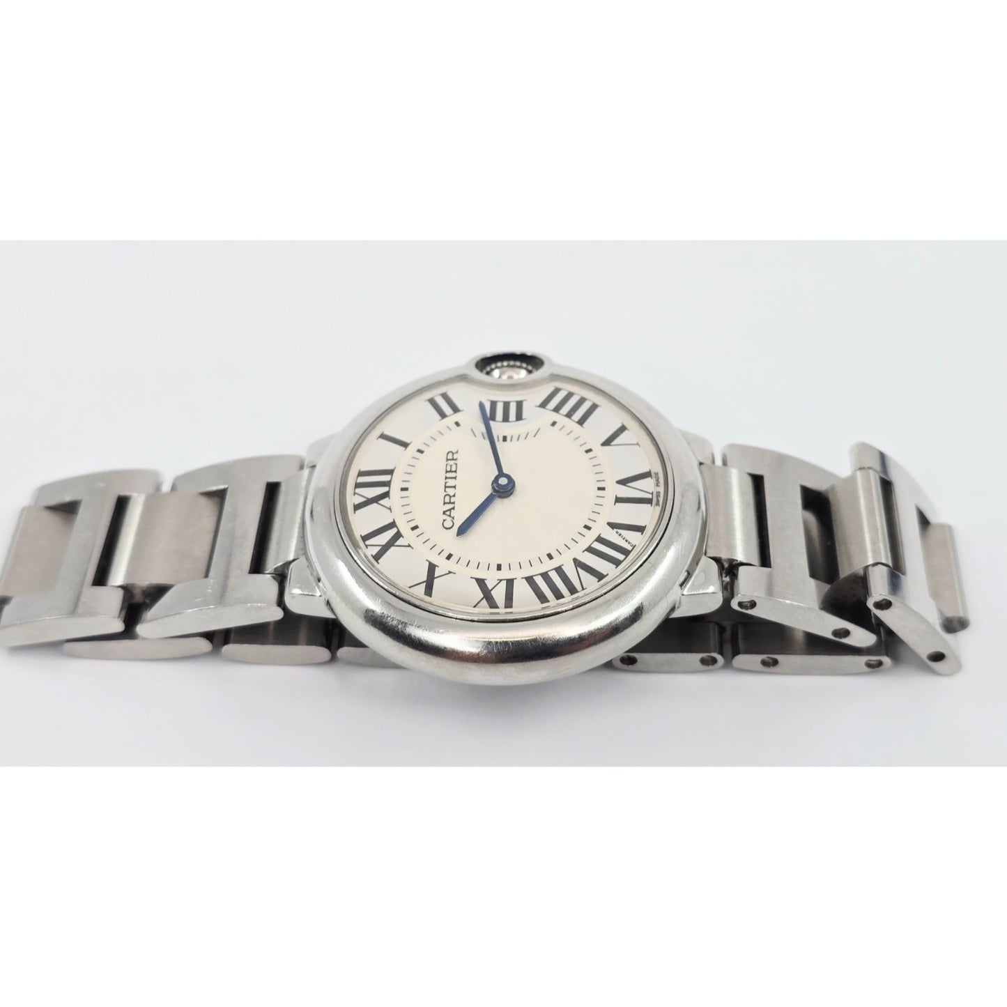 Cartier Ballon Bleu Roman Numeral 36mm Quartz Stainless Steel Wrist Watch 3005