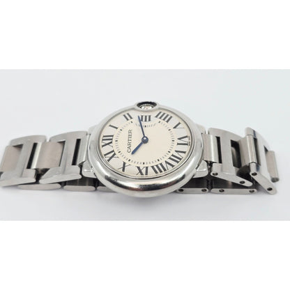 Cartier Ballon Bleu Roman Numeral 36mm Quartz Stainless Steel Wrist Watch 3005