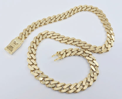 Large 14K Yellow Gold Cuban Link CZ Chain Necklace