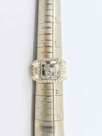 14K Yellow Gold Baguette & Round Cut Diamond Statement Ring