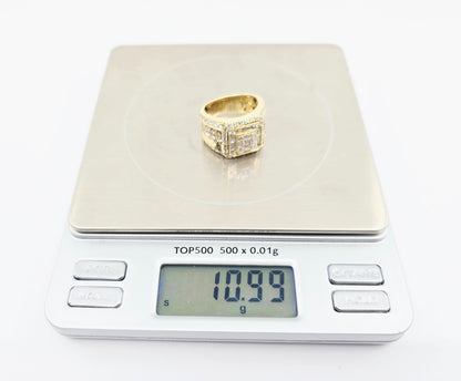 14K Yellow Gold Baguette & Round Cut Diamond Statement Ring