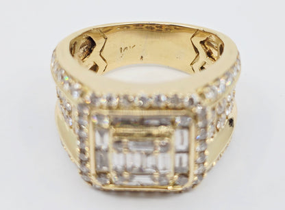 14K Yellow Gold Baguette & Round Cut Diamond Statement Ring