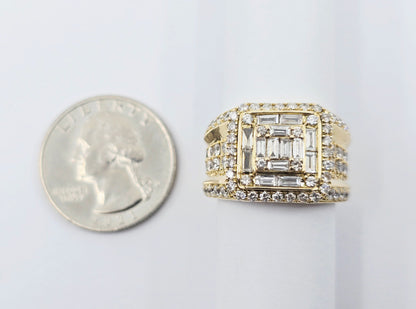 14K Yellow Gold Baguette & Round Cut Diamond Statement Ring