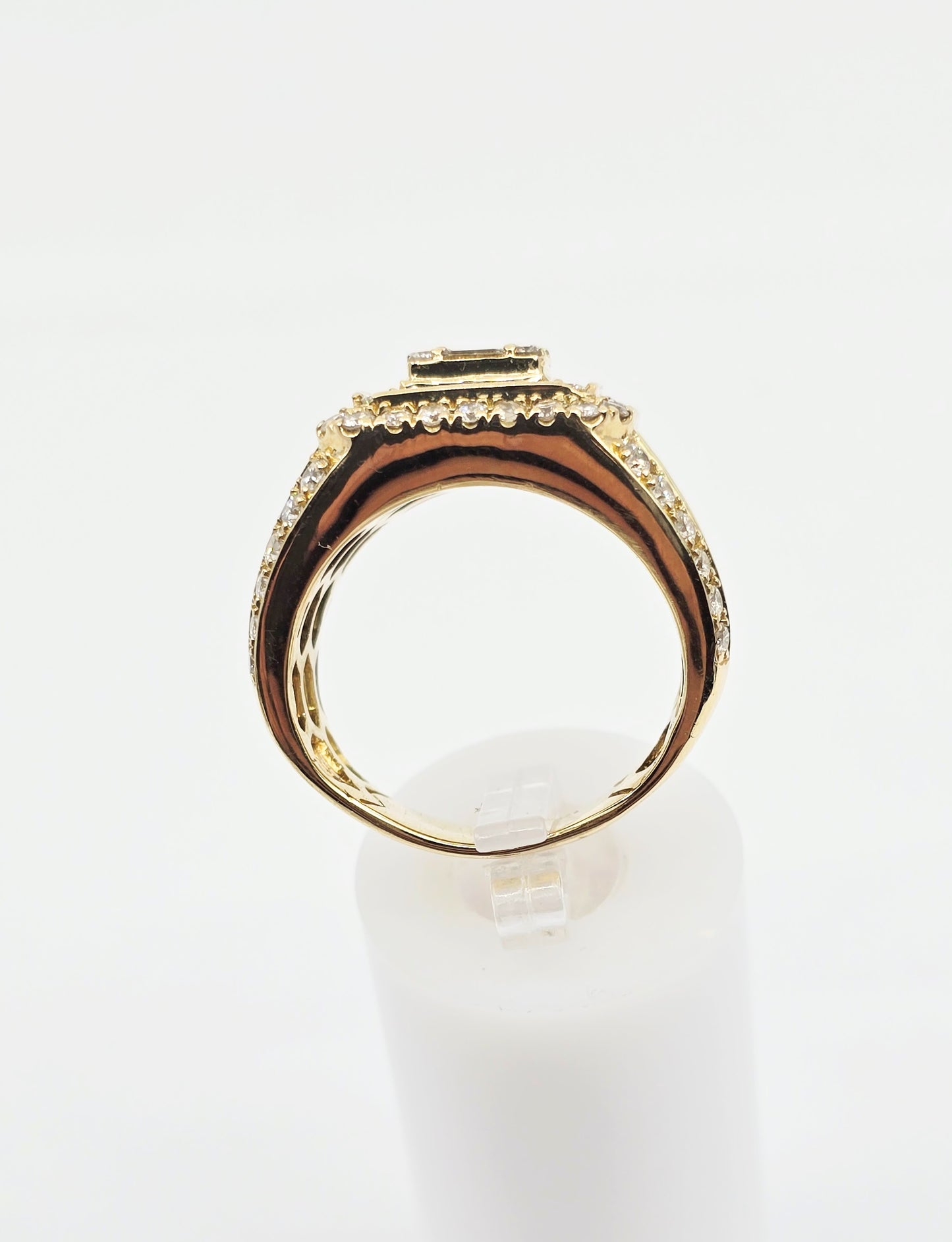 14K Yellow Gold Baguette & Round Cut Diamond Statement Ring