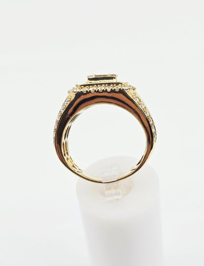 14K Yellow Gold Baguette & Round Cut Diamond Statement Ring