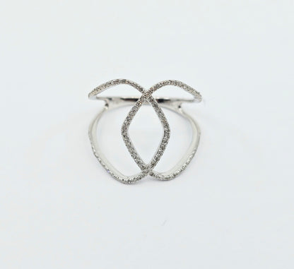 18k White Gold Interlaced Criss Cross Diamond Ring