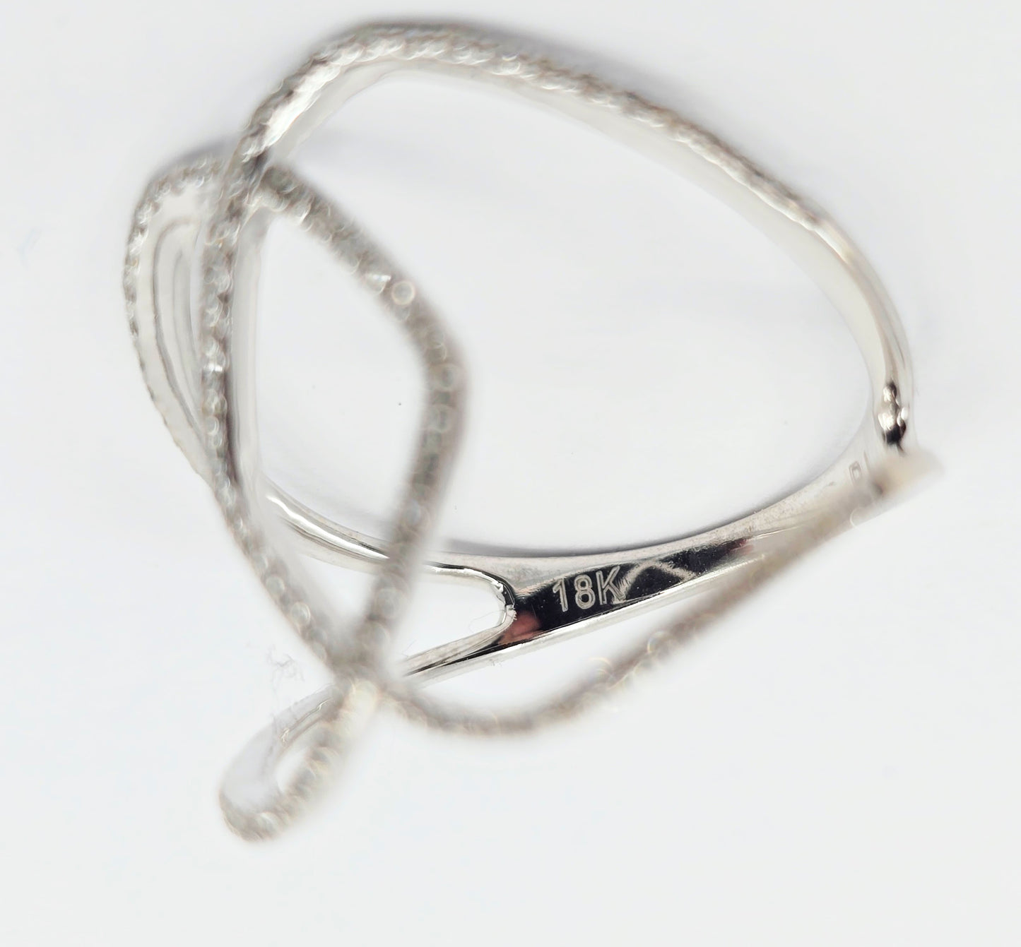 18k White Gold Interlaced Criss Cross Diamond Ring