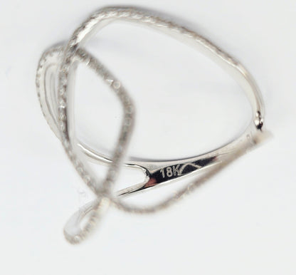 18k White Gold Interlaced Criss Cross Diamond Ring