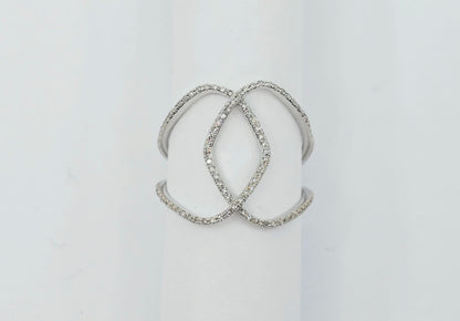 18k White Gold Interlaced Criss Cross Diamond Ring