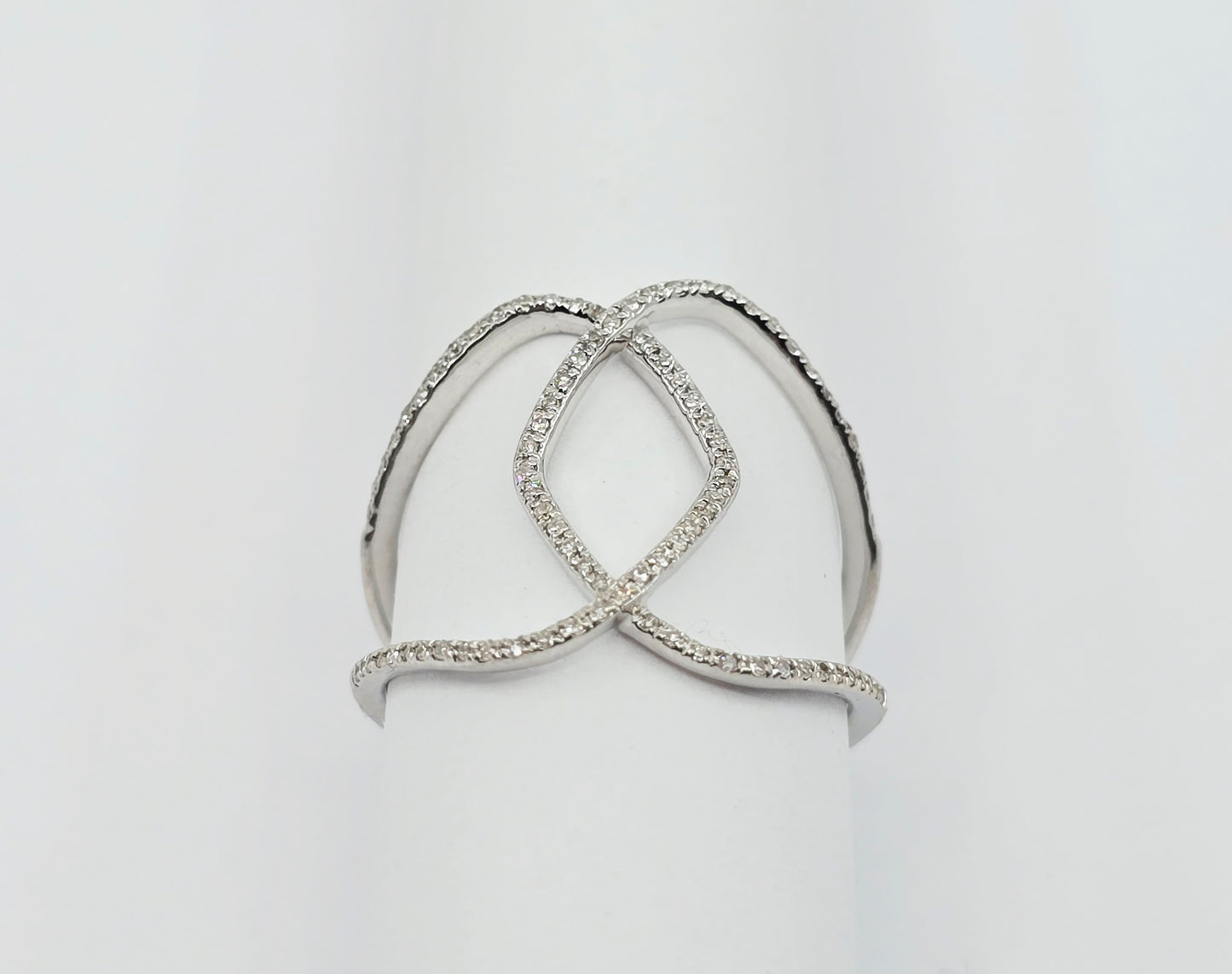 18k White Gold Interlaced Criss Cross Diamond Ring