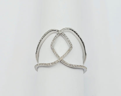 18k White Gold Interlaced Criss Cross Diamond Ring