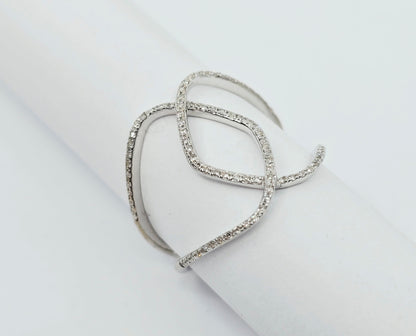 18k White Gold Interlaced Criss Cross Diamond Ring