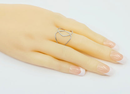 18k White Gold Interlaced Criss Cross Diamond Ring