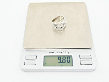 14K White Gold Interlocking Diamond Wide Band Ring