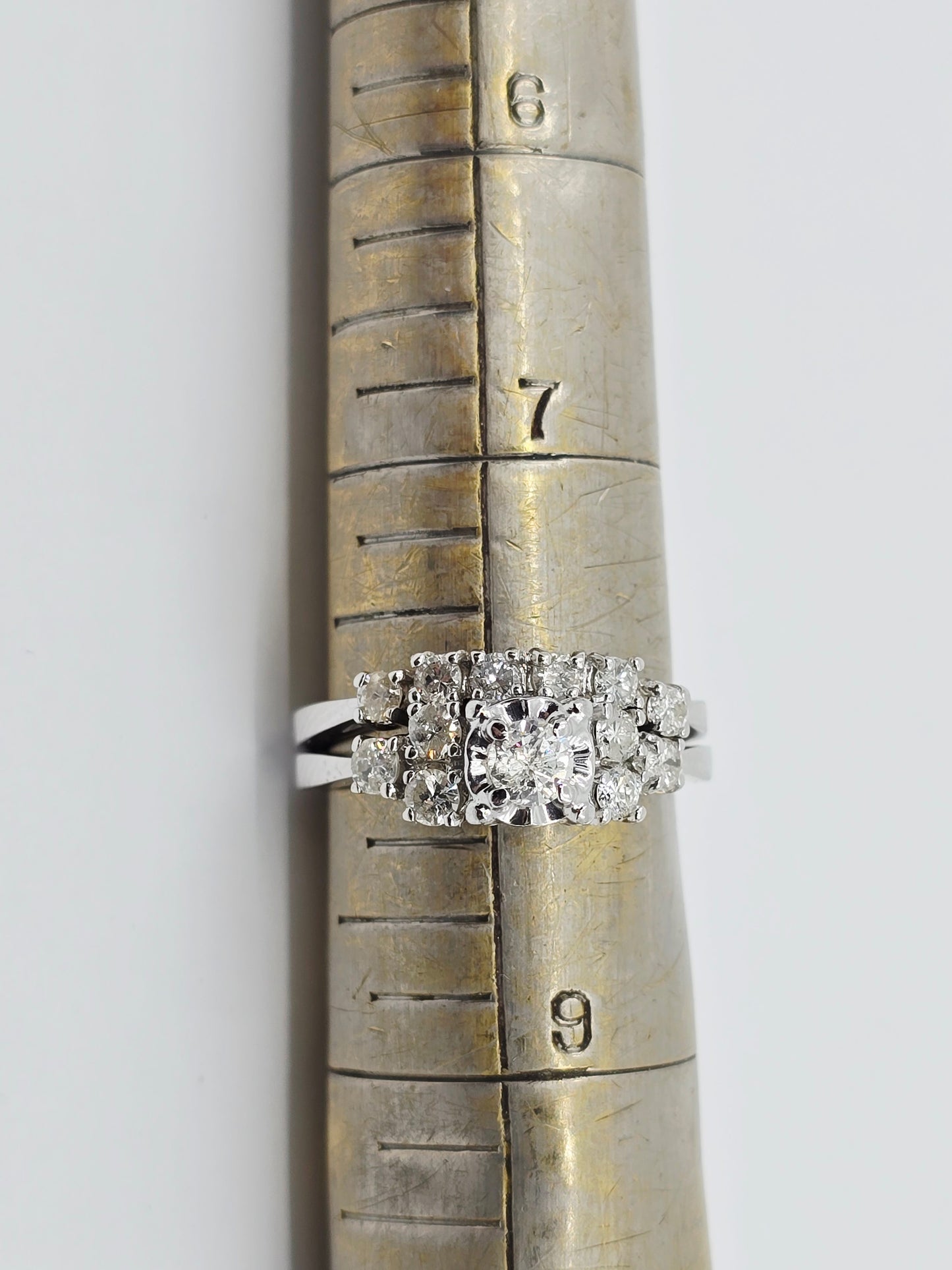 14K White Gold Diamond Engagement & Band Ring Set