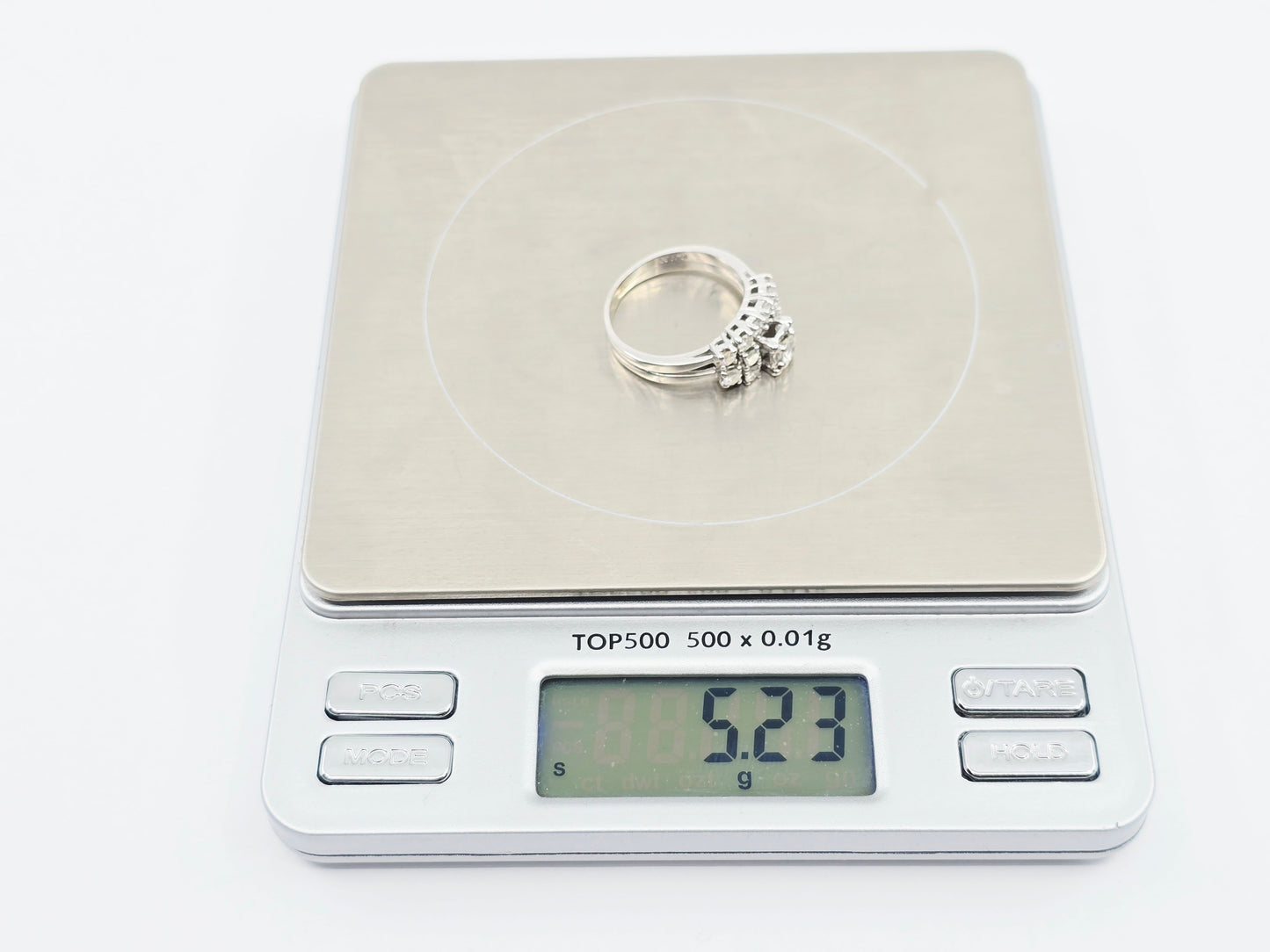 14K White Gold Diamond Engagement & Band Ring Set