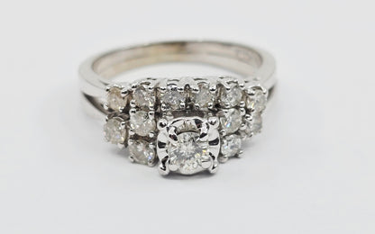 14K White Gold Diamond Engagement & Band Ring Set