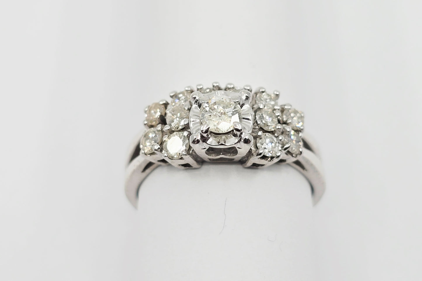 14K White Gold Diamond Engagement & Band Ring Set