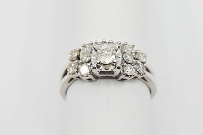 14K White Gold Diamond Engagement & Band Ring Set