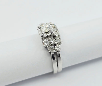 14K White Gold Diamond Engagement & Band Ring Set