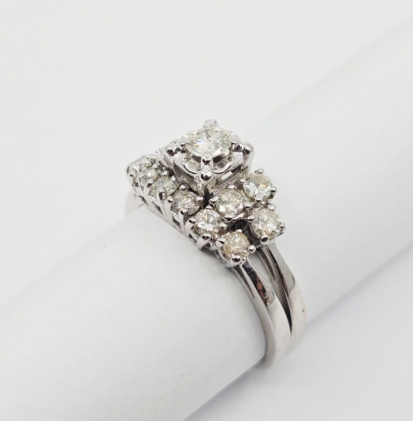 14K White Gold Diamond Engagement & Band Ring Set