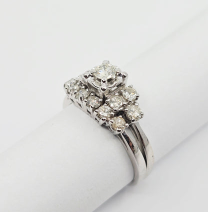14K White Gold Diamond Engagement & Band Ring Set