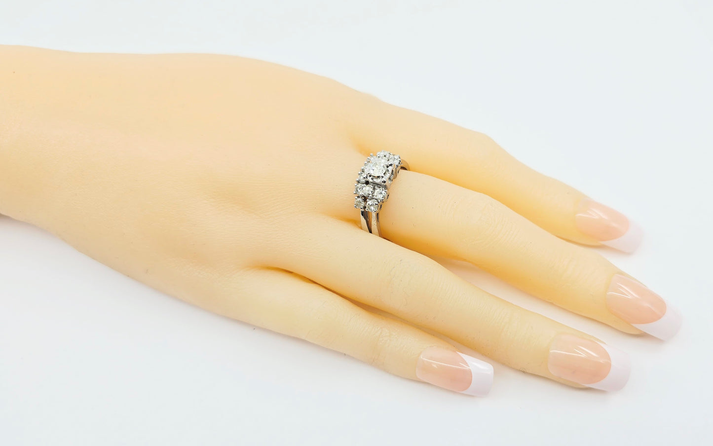 14K White Gold Diamond Engagement & Band Ring Set