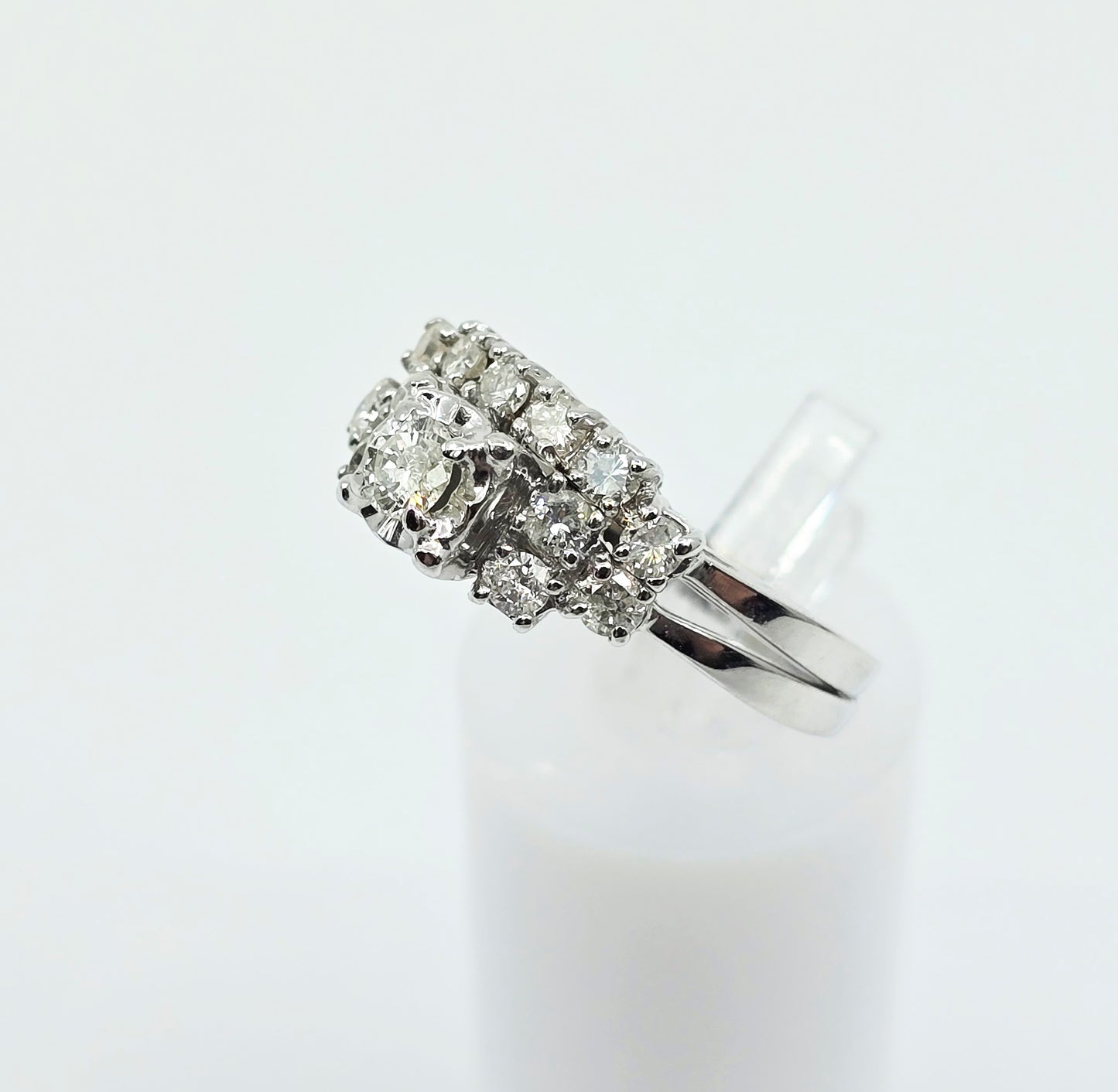 14K White Gold Diamond Engagement & Band Ring Set