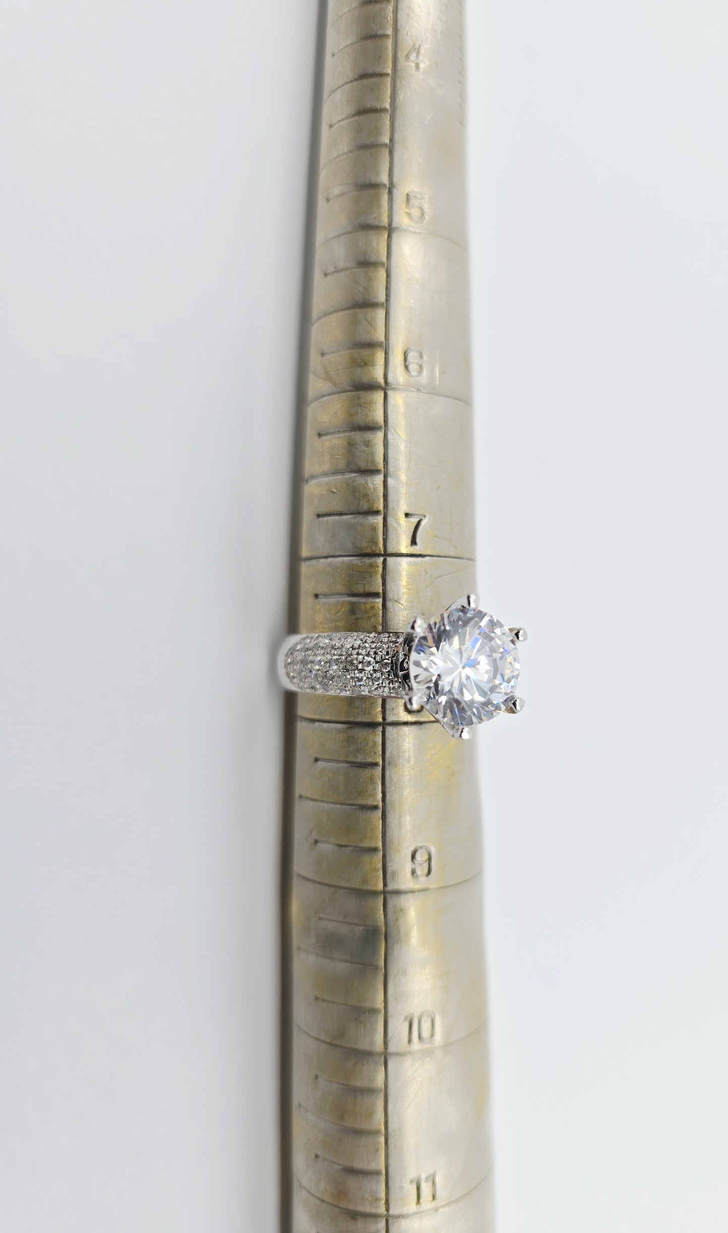 14K White Gold Ladies CZ Engagement Ring