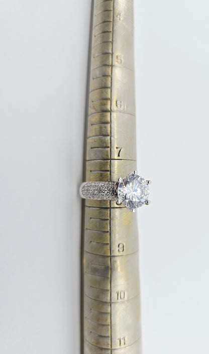 14K White Gold Ladies CZ Engagement Ring