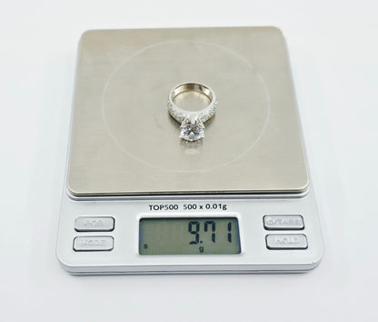 14K White Gold Ladies CZ Engagement Ring