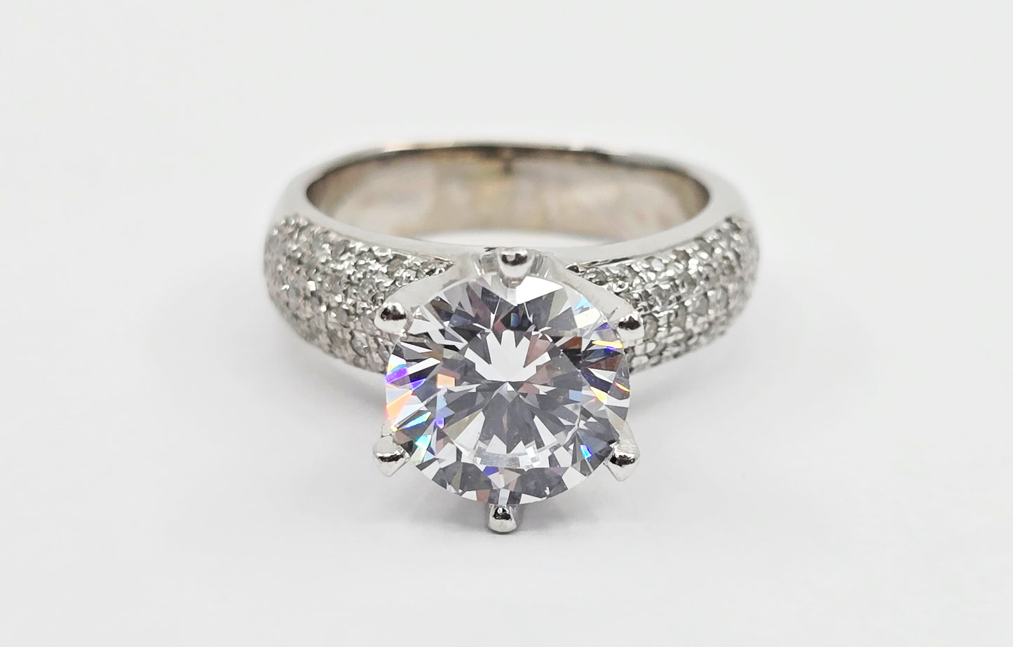14K White Gold Ladies CZ Engagement Ring