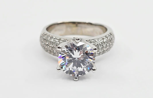 14K White Gold Ladies CZ Engagement Ring