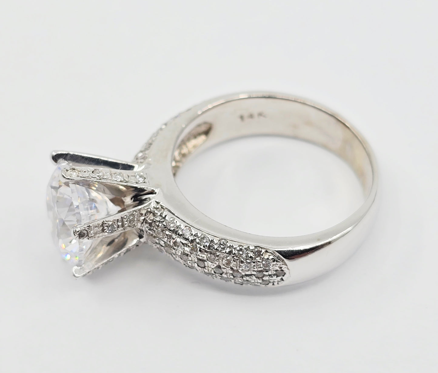 14K White Gold Ladies CZ Engagement Ring