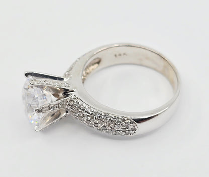 14K White Gold Ladies CZ Engagement Ring