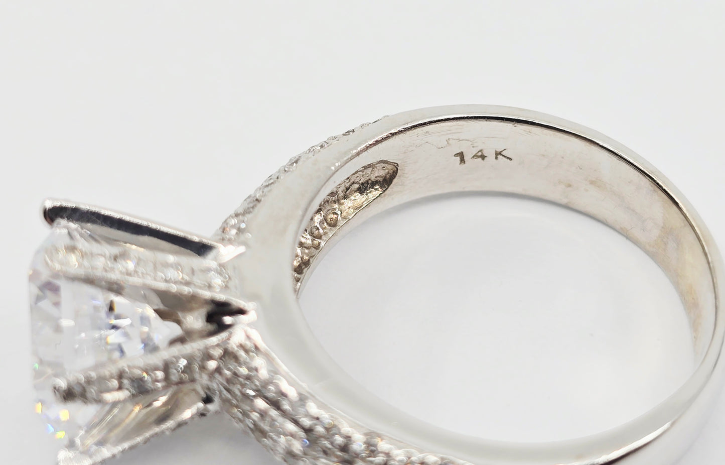 14K White Gold Ladies CZ Engagement Ring