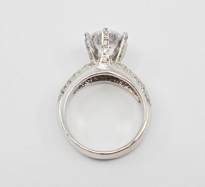 14K White Gold Ladies CZ Engagement Ring