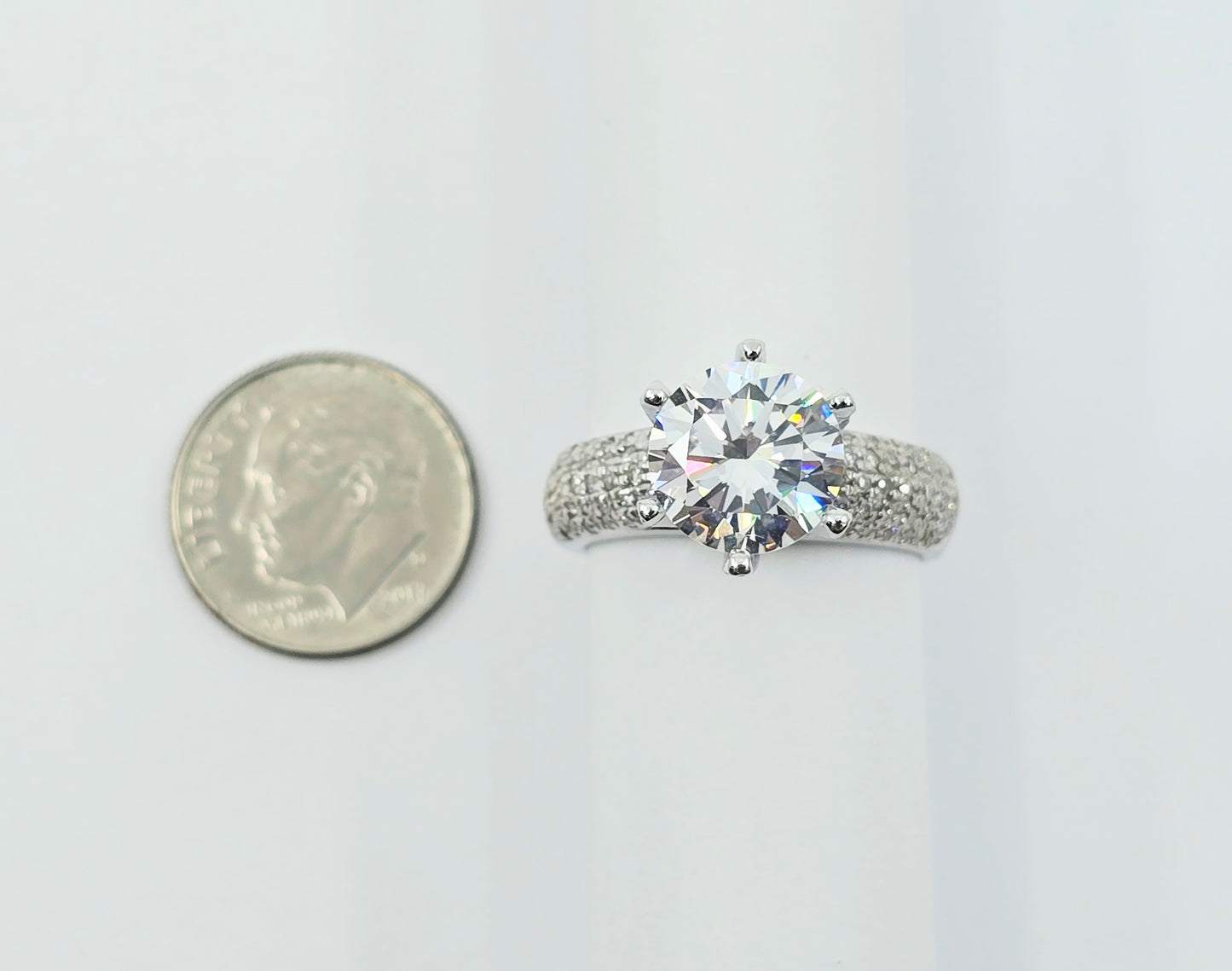 14K White Gold Ladies CZ Engagement Ring