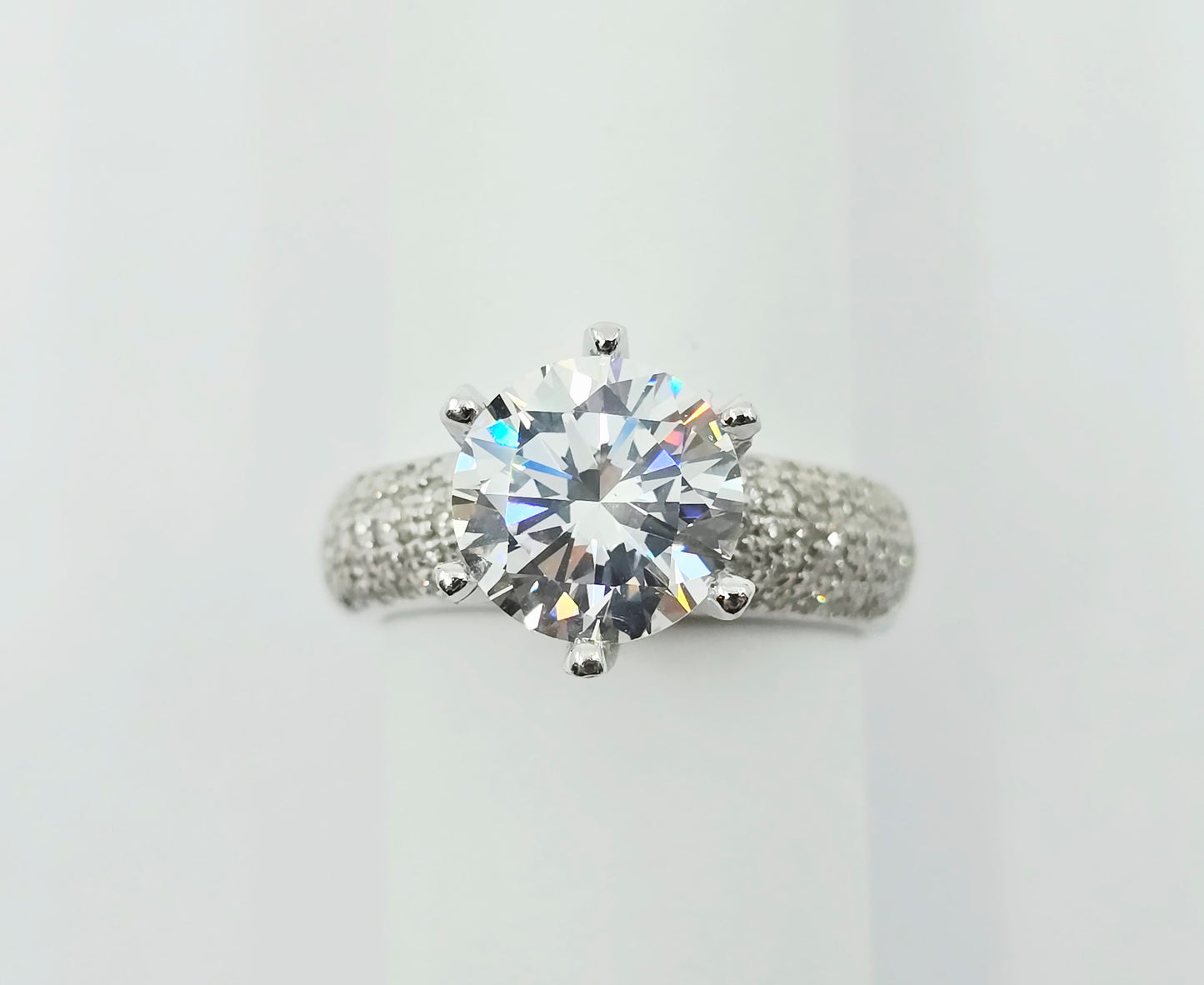 14K White Gold Ladies CZ Engagement Ring