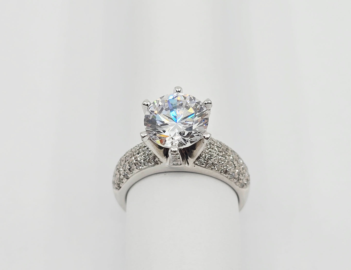 14K White Gold Ladies CZ Engagement Ring