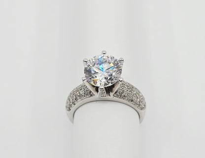 14K White Gold Ladies CZ Engagement Ring