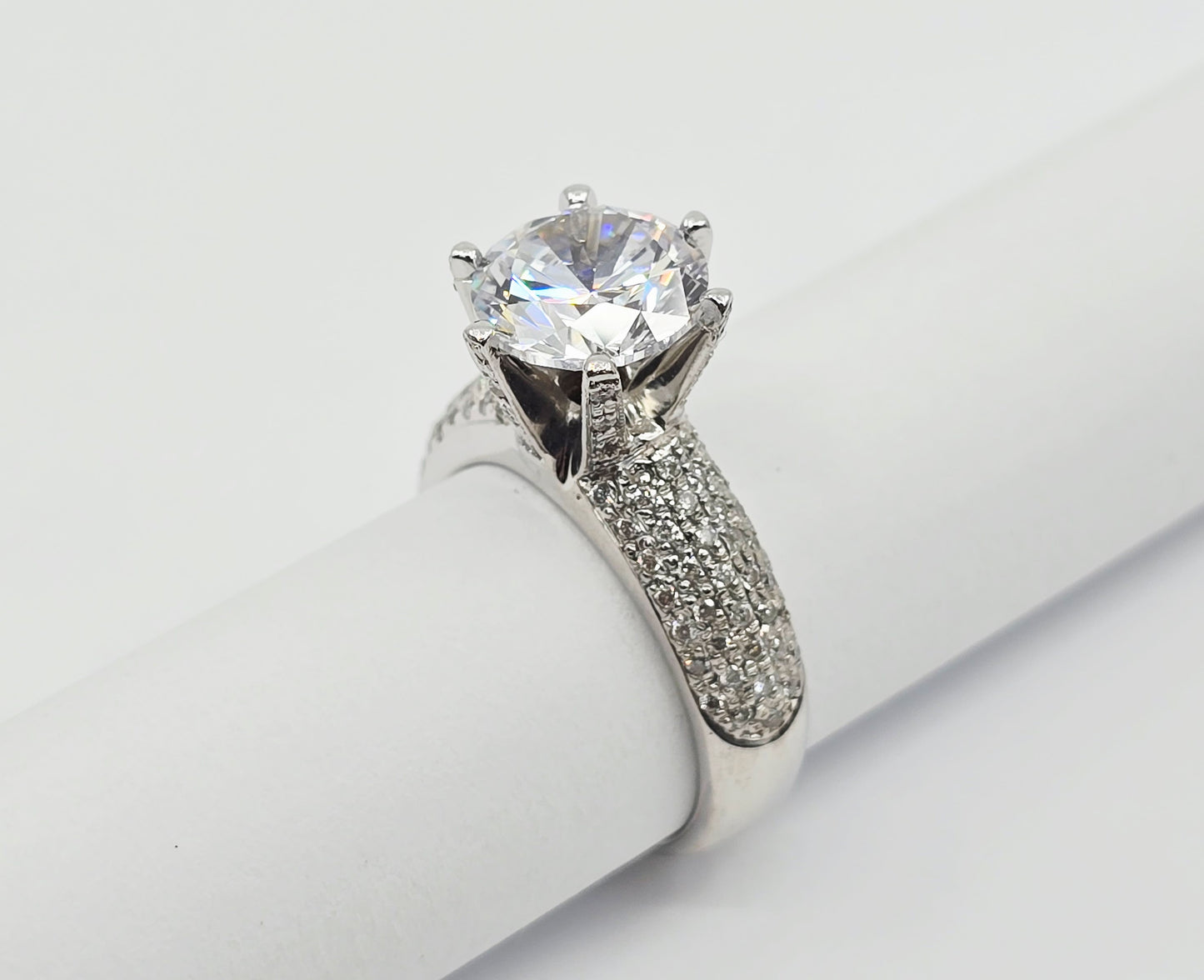 14K White Gold Ladies CZ Engagement Ring