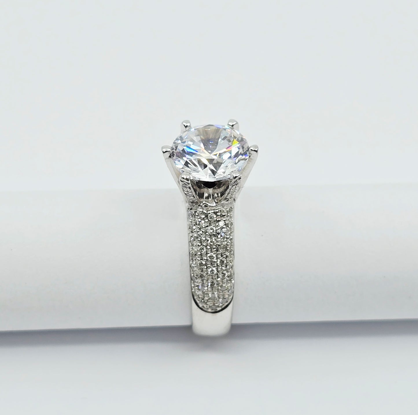 14K White Gold Ladies CZ Engagement Ring
