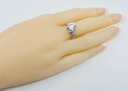 14K White Gold Ladies CZ Engagement Ring