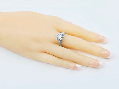 14K White Gold Ladies CZ Engagement Ring