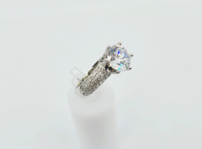14K White Gold Ladies CZ Engagement Ring