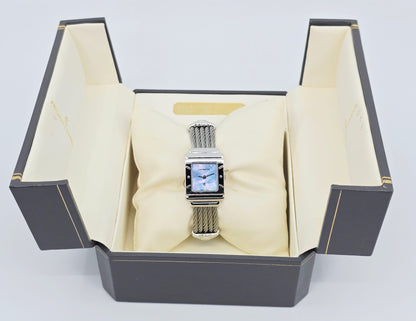 Philippe Charriol Columbus 925 Silver Watch Cable Bracelet MOP Diamond Dial