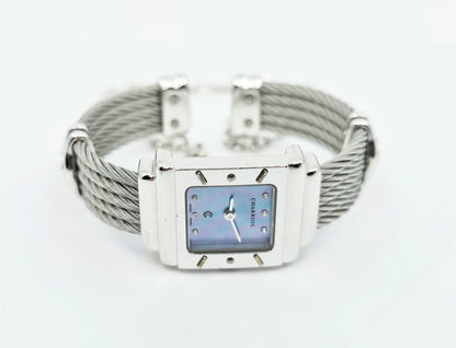 Philippe Charriol Columbus 925 Silver Watch Cable Bracelet MOP Diamond Dial