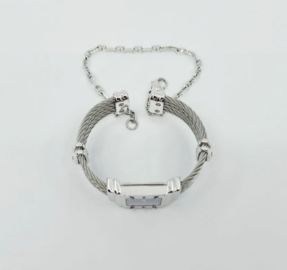 Philippe Charriol Columbus 925 Silver Watch Cable Bracelet MOP Diamond Dial