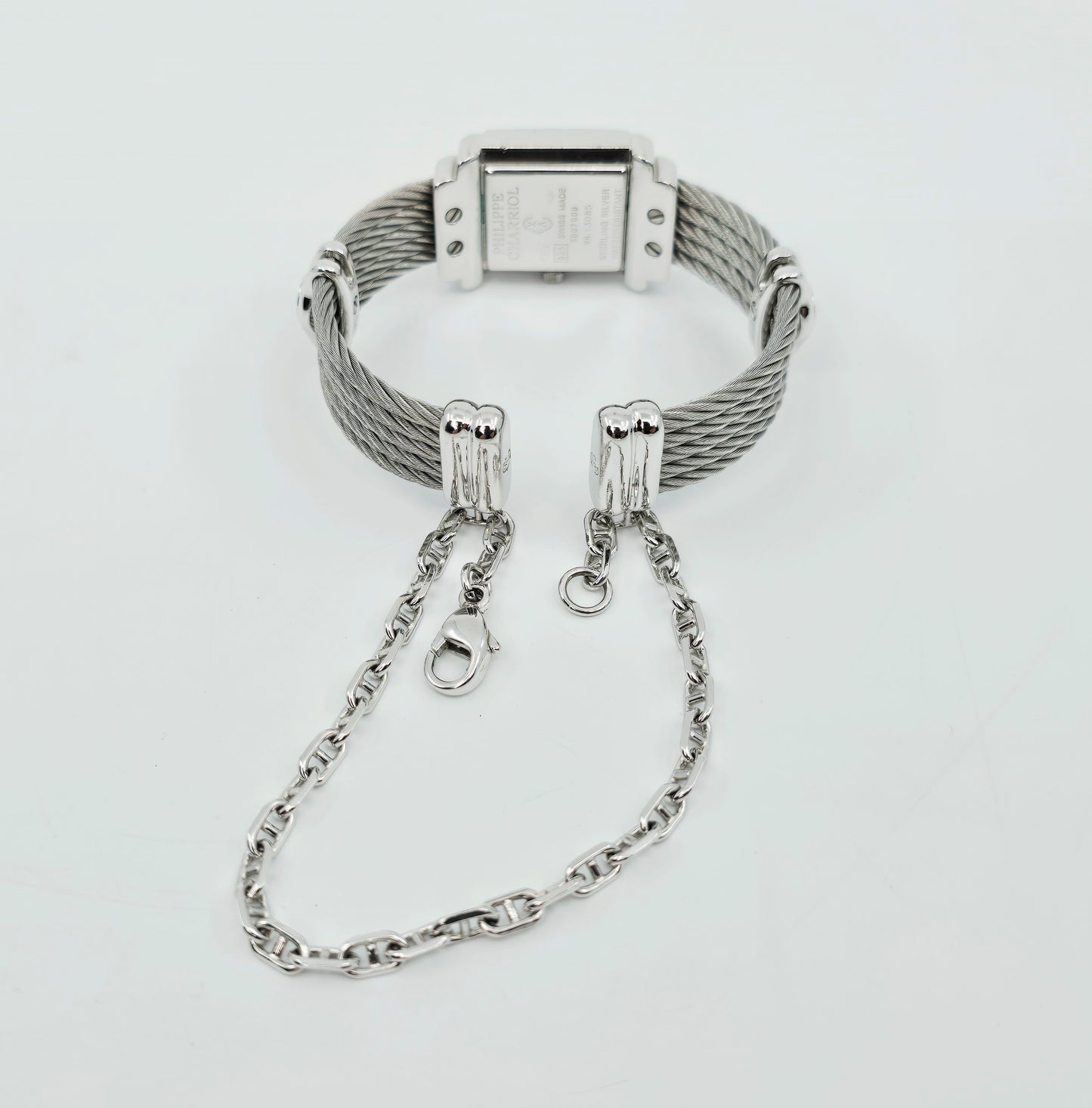 Philippe Charriol Columbus 925 Silver Watch Cable Bracelet MOP Diamond Dial